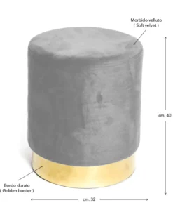 POUF Poggiapiedi Cilindro VELVET in Velluto Unito Petrolio