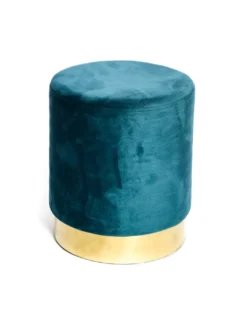 POUF Poggiapiedi Cilindro VELVET in Velluto Unito Petrolio