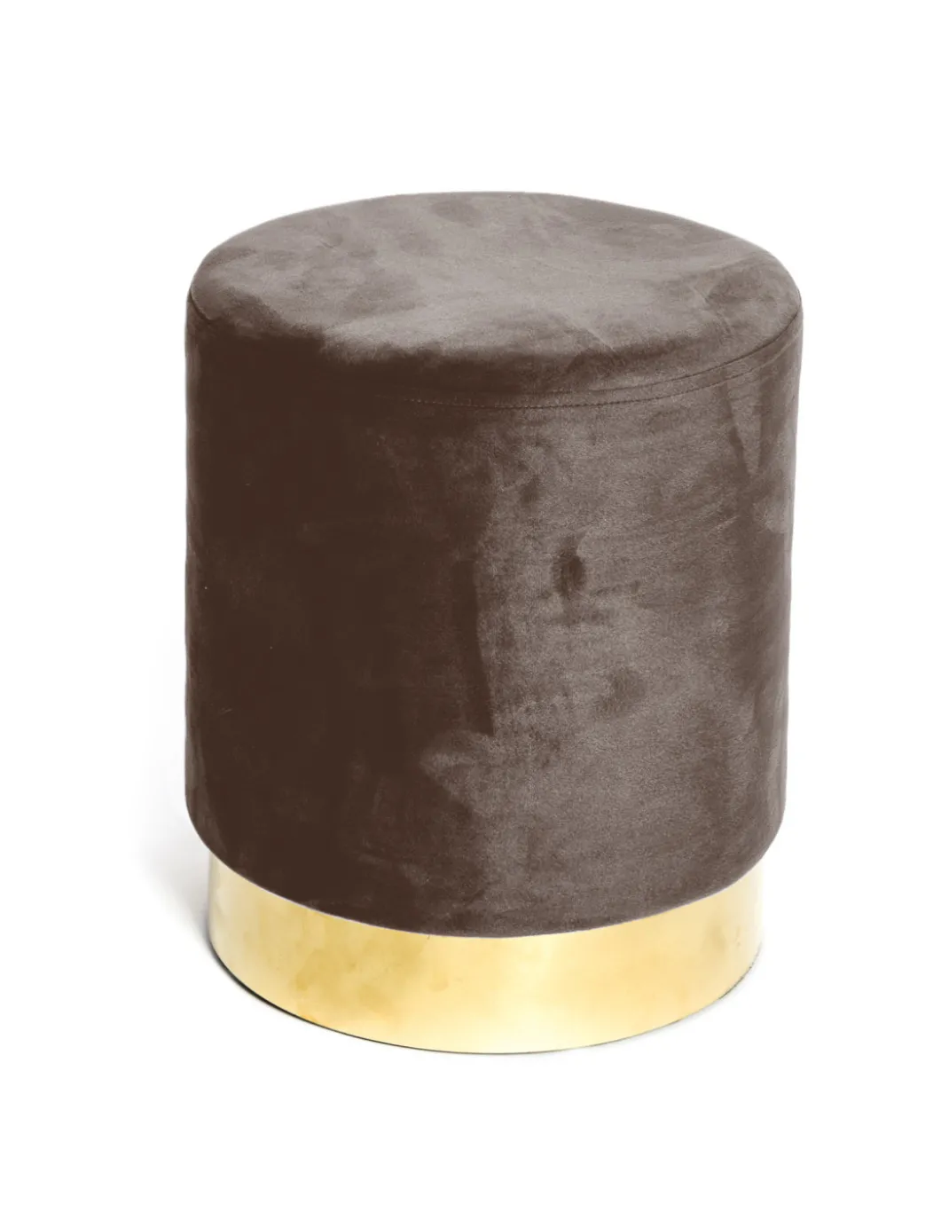 Pouf Poggiapiedi Velvet in Velluto Marrone con Base Dorata | Design Elegante, Ø32xH40 cm, Morbido, Resistente fino a 150 kg
