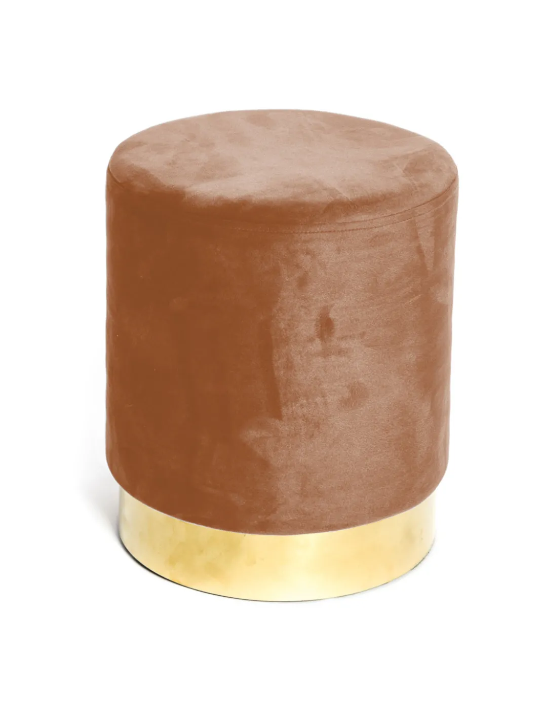 Pouf Poggiapiedi Velvet in Velluto Ruggine con Base Dorata | Design Elegante, Ø32xH40 cm, Morbido, Resistente fino a 150 kg