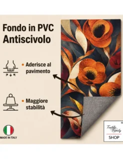 Runner Cucina Fiori di Arancio 50 cm Tappeto Antiscivolo Lavabile Made in Italy