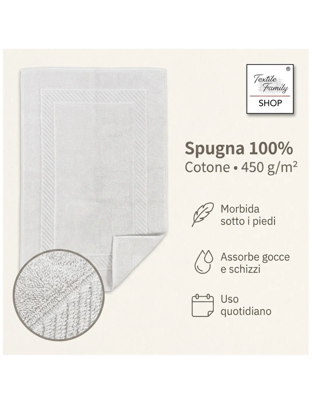 Scendidoccia Bagno Incenso 50x70 Spugna Cotone 450 g/m² - Tappetino Doccia Made in Italy
