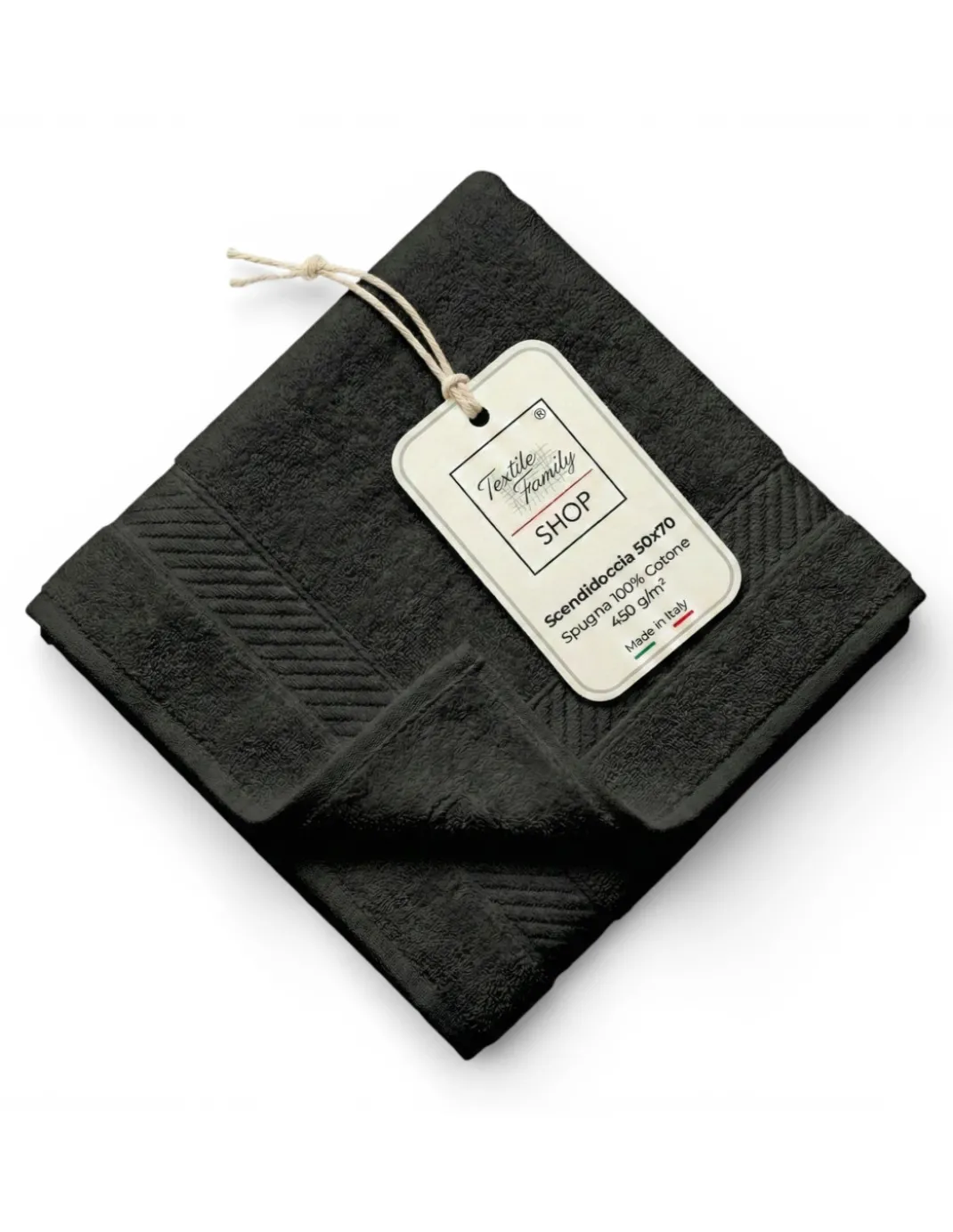 Scendidoccia Bagno Nero 50x70 Spugna Cotone 450 g/m² - Tappetino Doccia Made in Italy