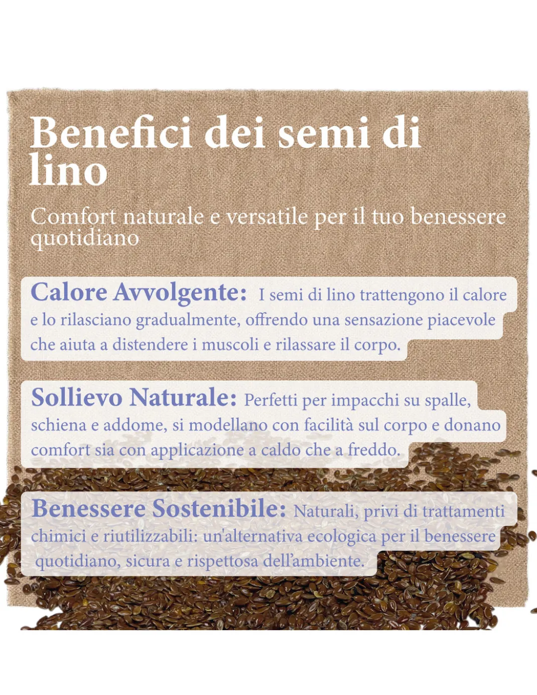 Semi di Lino Naturali Lavati e Sterilizzati β Per Cuscinetti Termici, Impacchi Cosmetici e Uso Artigianale