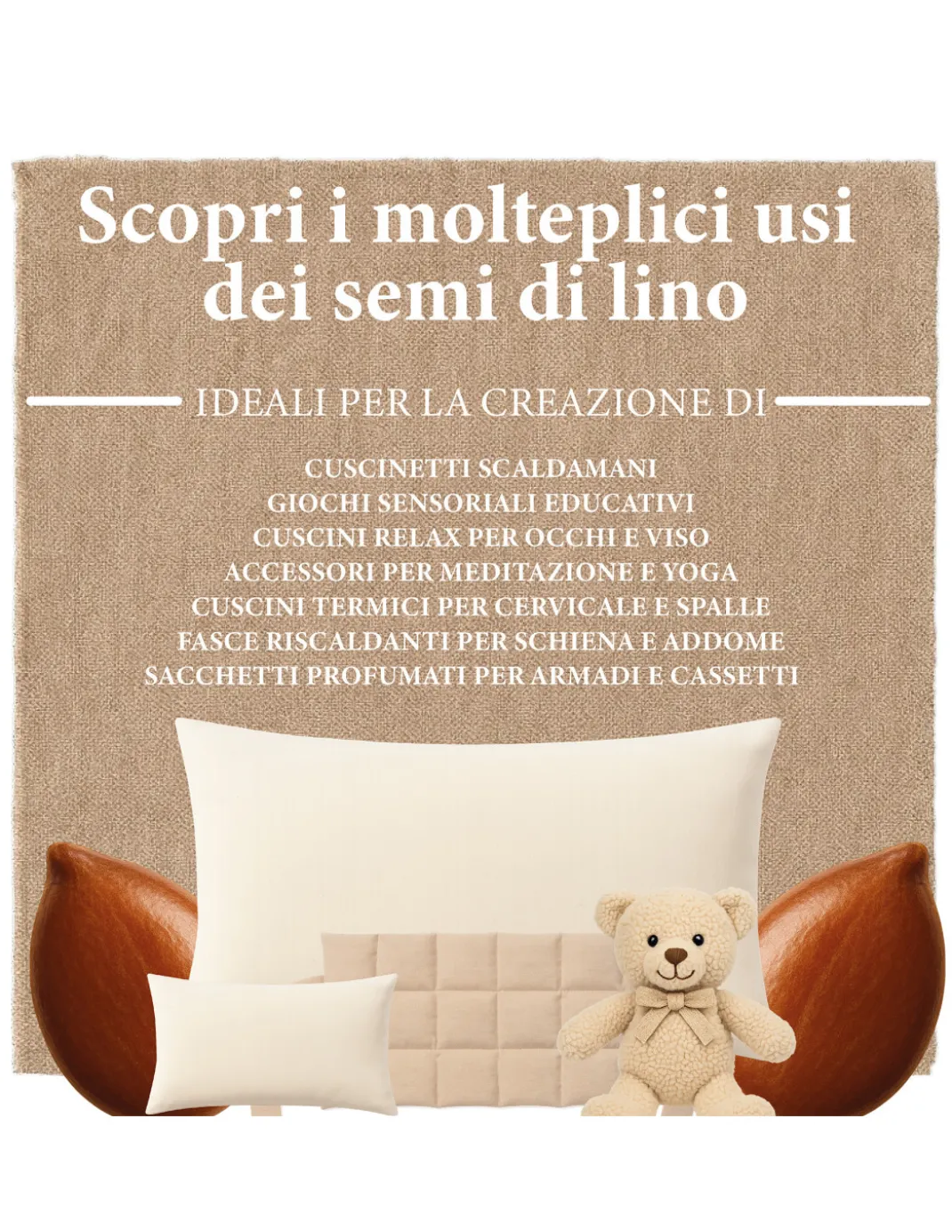Semi di Lino Naturali Lavati e Sterilizzati β Per Cuscinetti Termici, Impacchi Cosmetici e Uso Artigianale