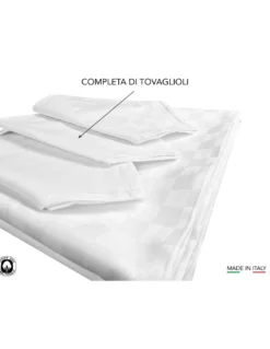 Servizio Tovaglia Fiandra 100% Cotone Jacquard con Tovaglioli Made in Italy