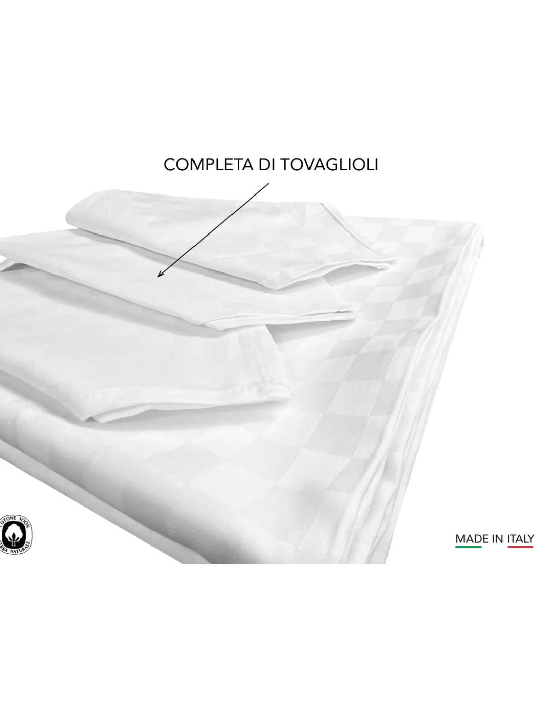 Servizio Tovaglia Fiandra 100% Cotone Jacquard con Tovaglioli Made in Italy