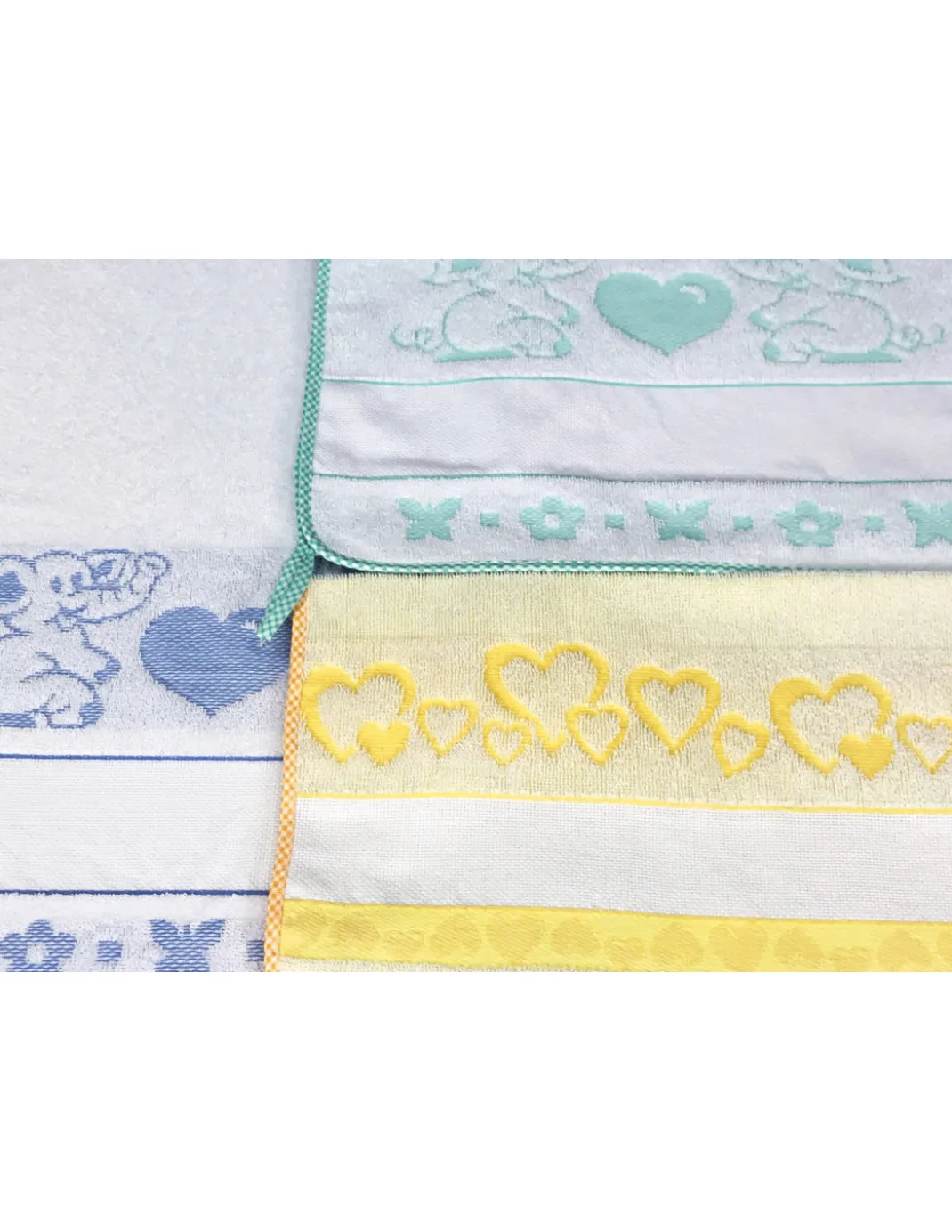 SET 3 ASCIUGAMANI ASILO bambino POPPY © cm. 40x55 puro cotone MASCHIO con tela AIDA da ricamare