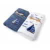 Set Asciugamani Bagno Bianco “Ciao Mare” in Spugna 100% Cotone, Ricamo Barca a Vela Blu, Made in Italy, Idea Regalo