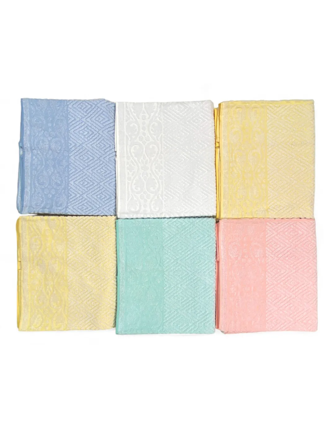 Set 6 Asciugamani Bagno Grandi, Modello Venere, Jacquard, Puro Cotone, Colori Assortiti, Made in Italy