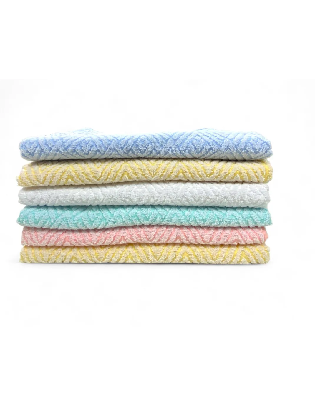 Set 6 Asciugamani Bagno Grandi, Modello Venere, Jacquard, Puro Cotone, Colori Assortiti, Made in Italy