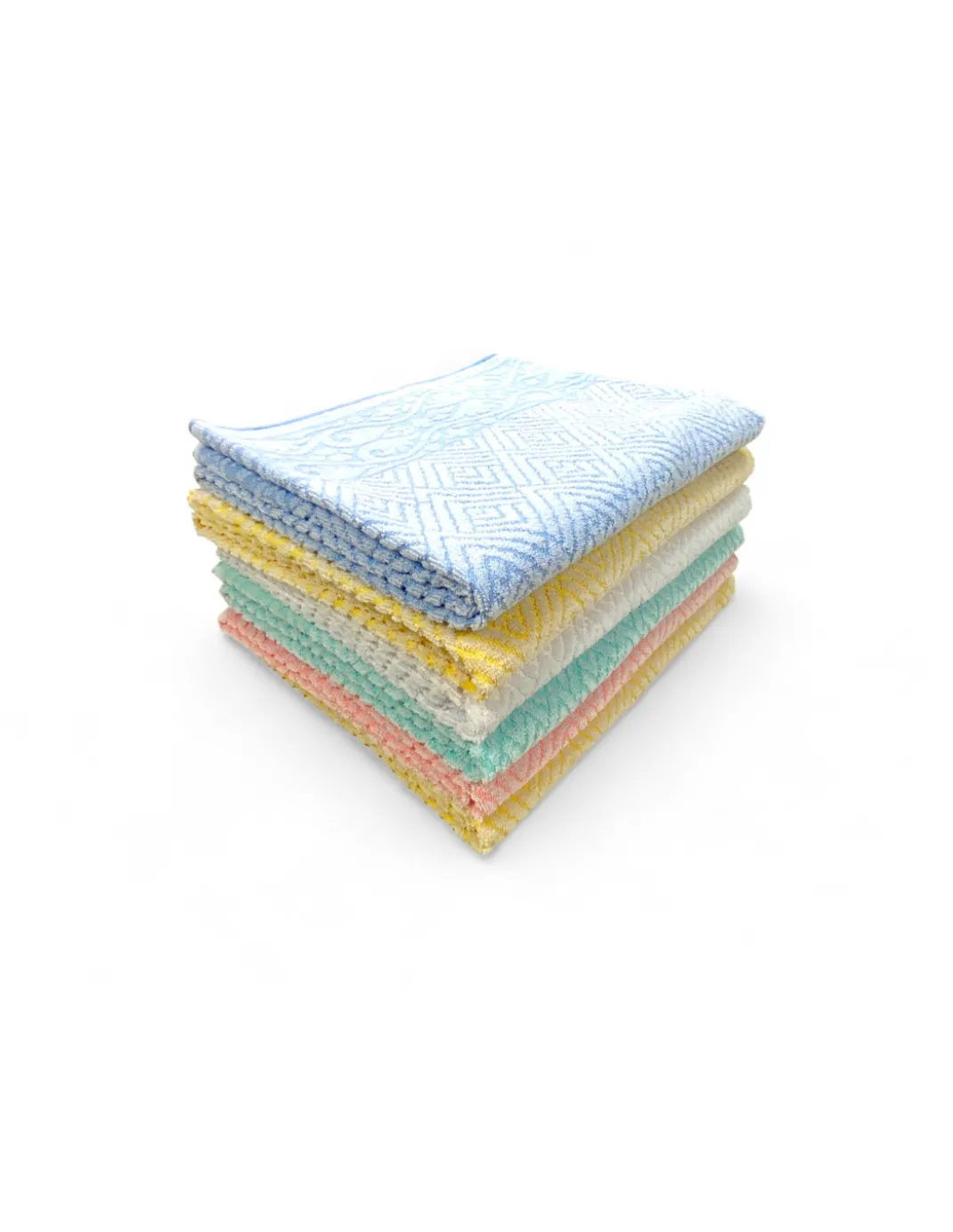 Set 6 Asciugamani Bagno Grandi, Modello Venere, Jacquard, Puro Cotone, Colori Assortiti, Made in Italy