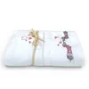 Set Asciugamani Bassotti Rosa in Spugna Bianca 100% Cotone | 1 Asciugamano 60x110 + 1 Ospite 40x60 Ricamo Cuori | Made in Italy