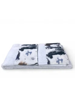 Set Asciugamani Cavalli Bianco 500 g/m² 100% Cotone | 1 Asciugamano 60x110 + 1 Ospite 40x60 con Balza Stampata