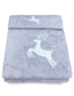 SET asciugamani CERVO GRIGIO puro cotone Made in Italy