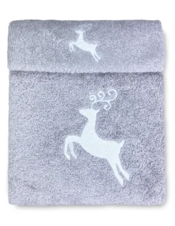 SET asciugamani CERVO GRIGIO puro cotone Made in Italy
