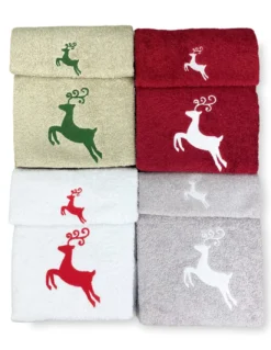 SET asciugamani CERVO VERDE puro cotone Made in Italy