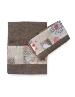 SET asciugamani con bordo Tirolese SHABBY Rosso in puro cotone Made in Italy