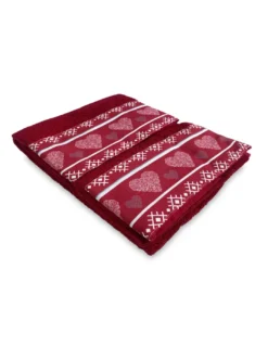SET asciugamani con bordo tirolese CUORE ROSSO in puro cotone Made in Italy