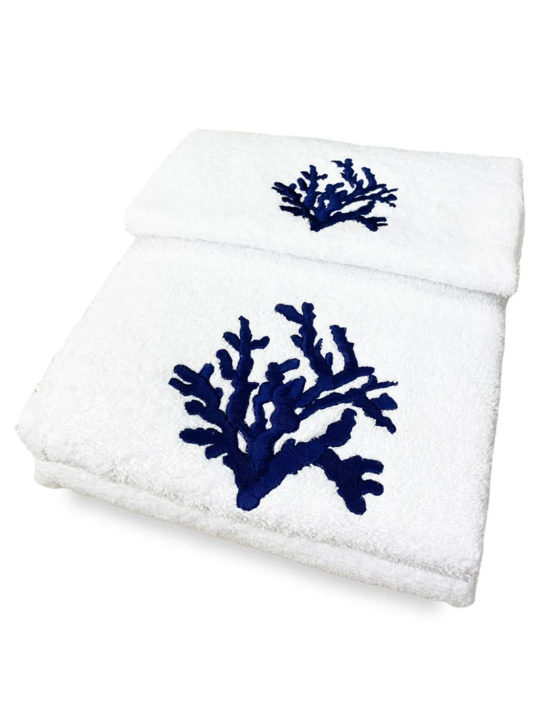 SET asciugamani CORALLO BLU puro cotone Made in Italy
