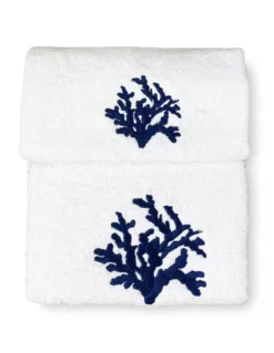SET asciugamani CORALLO BLU puro cotone Made in Italy