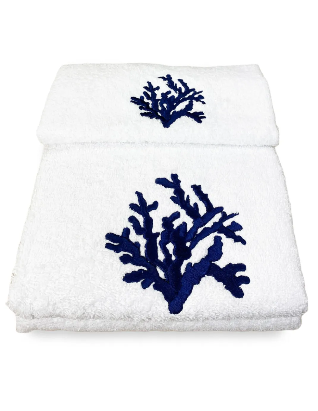 SET asciugamani CORALLO BLU puro cotone Made in Italy