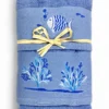 Set Asciugamani Mare Blu Pesci Coralli - Spugna 100% Cotone - Ricamo Nautico Bianco - Made in Italy