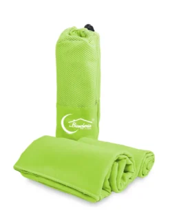 SET asciugamani MICROFIBRA VERDE ACIDO 1+1 Viso e Ospite