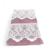 Set Asciugamani 1+1 Pizzo Macramè Malika Rosa, Puro Cotone, Made in Italy, Idea Regalo, Confezione Elegante