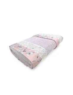 Set Asciugamani 1+1 Pizzo Macramè Glicine Rosa, Puro Cotone, Made in Italy, Idea Regalo, Confezione Elegante