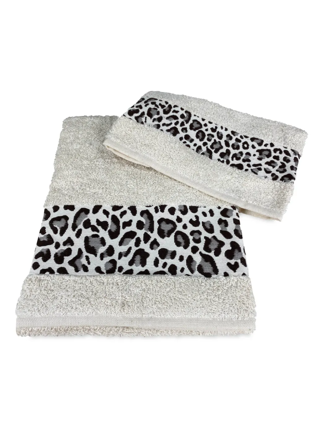 SET ASCIUGAMANI spugna JACQUARD 1+1 VISO e ospite MACULATO beige