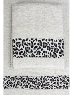 SET ASCIUGAMANI spugna JACQUARD 1+1 VISO e ospite MACULATO beige