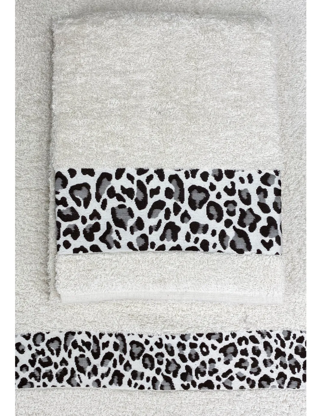 SET ASCIUGAMANI spugna JACQUARD 1+1 VISO e ospite MACULATO beige