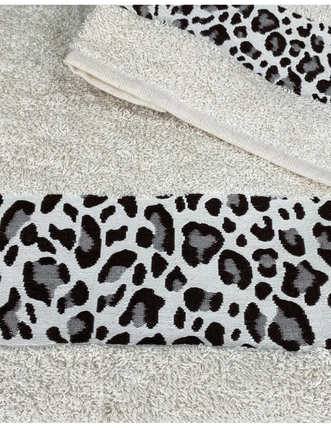 SET ASCIUGAMANI spugna JACQUARD 1+1 VISO e ospite MACULATO beige