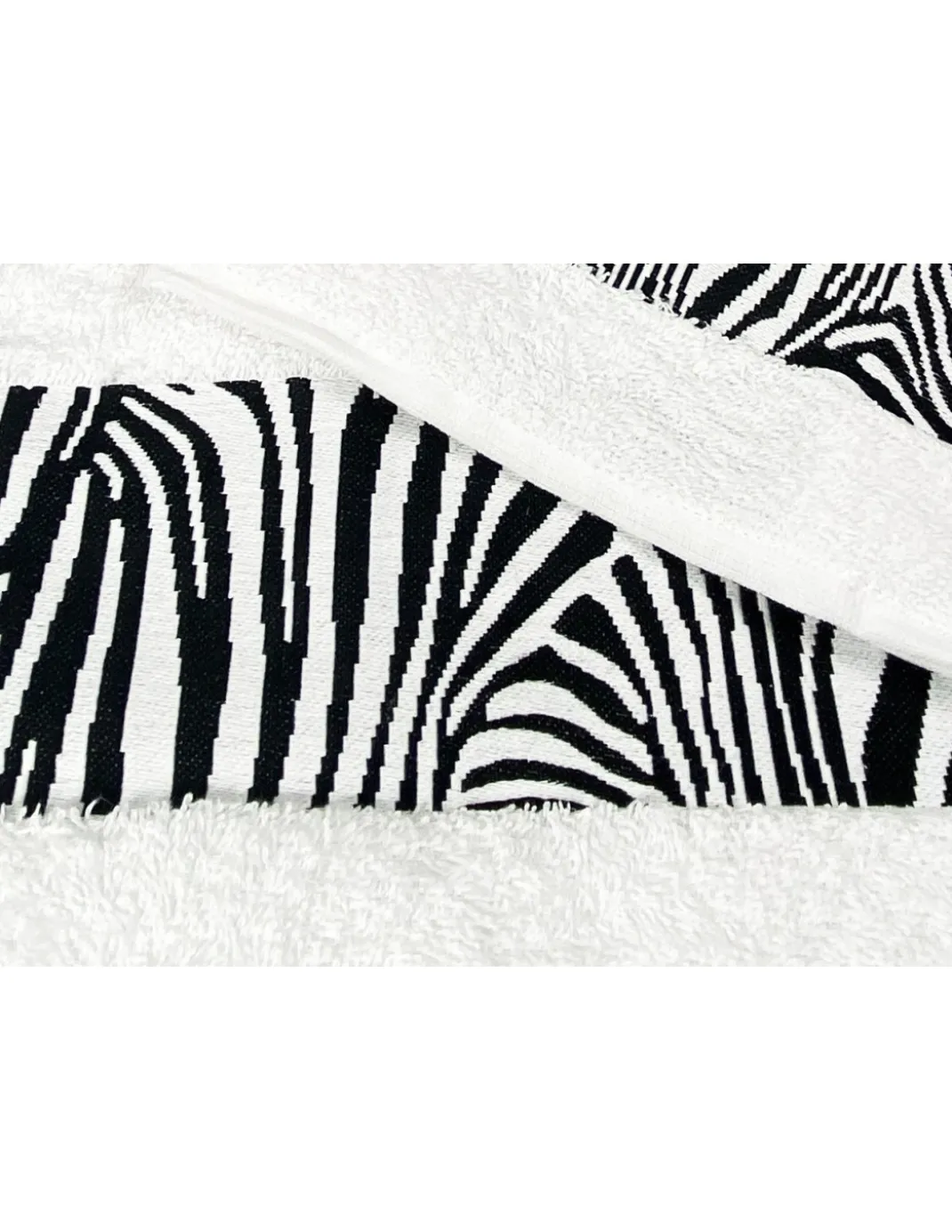 SET ASCIUGAMANI spugna JACQUARD 1+1 VISO e ospite ZEBRATO bianco