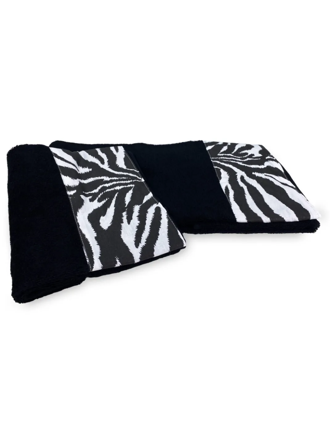 SET ASCIUGAMANI spugna 1+1 VISO e ospite ZEBRATO bianco NERO