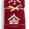 Set Asciugamani Tirolese Casetta Bordeaux - Tirolo - Spugna 100% Cotone - Ricamo Chalet Montagna Made in Italy
