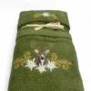 Set Asciugamani Tirolese Cervo e Stelle Alpine Verde - Tirolo - Spugna 100% Cotone - Ricamo Made in Italy