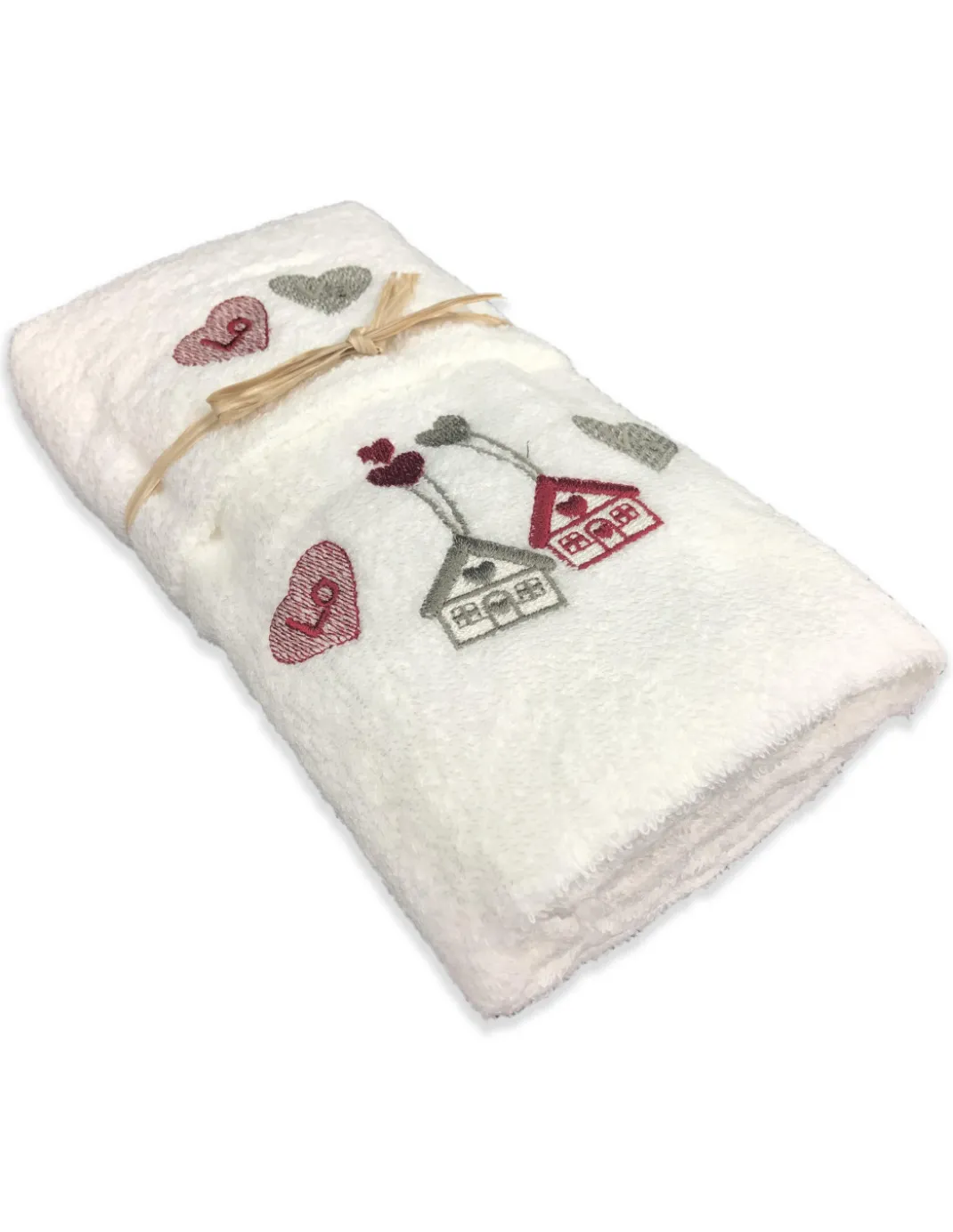 SET asciugamani TIROLO TIROLESE LOVE bianco