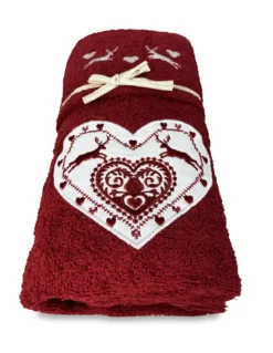 SET asciugamani TIROLO tirolese CUORE CERVO ROSSO