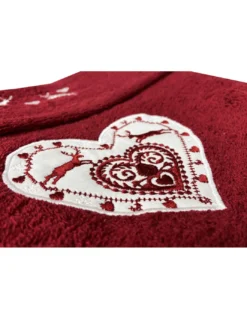 SET asciugamani TIROLO tirolese CUORE CERVO ROSSO