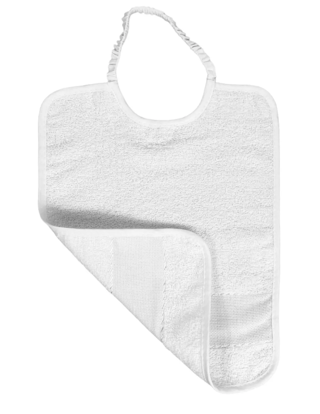 SET 6 BAVAGLINI bambino IN TINTA Unita TUTTO Bianco con elastico in Puro cotone con tela AIDA per ricamare il nome