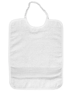 SET 6 BAVAGLINI bambino IN TINTA Unita TUTTO Bianco con elastico in Puro cotone con tela AIDA per ricamare il nome