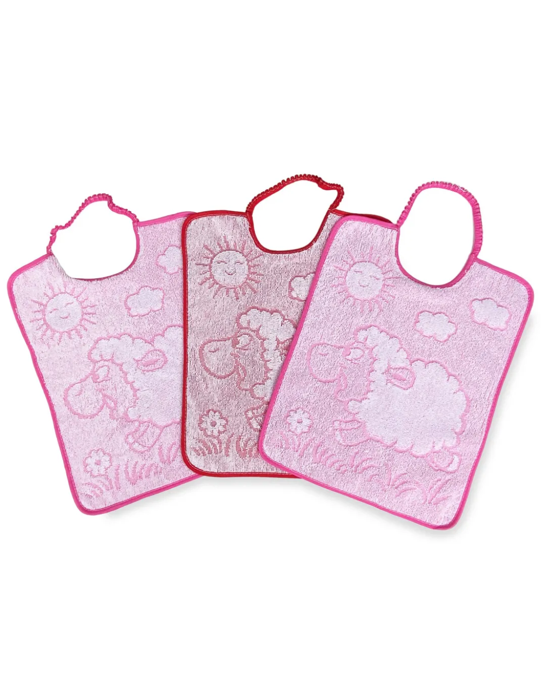 SET 3 Bavaglini BAVETTE bambino WOOLY cm. 29x35 bavaglio con elastico Puro cotone