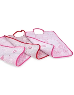 SET 3 Bavaglini BAVETTE bambino WOOLY cm. 29x35 bavaglio con elastico Puro cotone