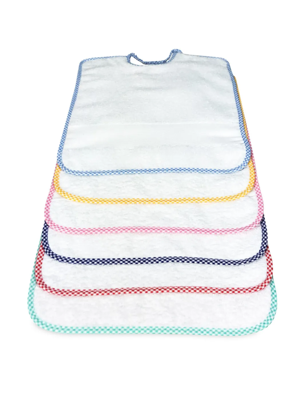 SET 6 BAVAGLINI BAVETTE bambino POLLICINO © cm. 28 x 33 bavaglio con elastico puro cotone con tela AIDA per ricamare il nome