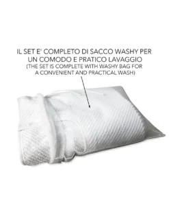 SET BAVAGLIONE ADULTO tinta unita bianco ROMOLO © bavaglio con LACCI completo di sacco per il lavaggio