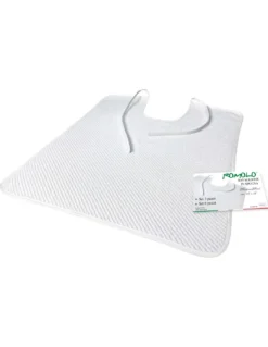 SET BAVAGLIONE ADULTO tinta unita bianco ROMOLO © bavaglio con LACCI completo di sacco per il lavaggio