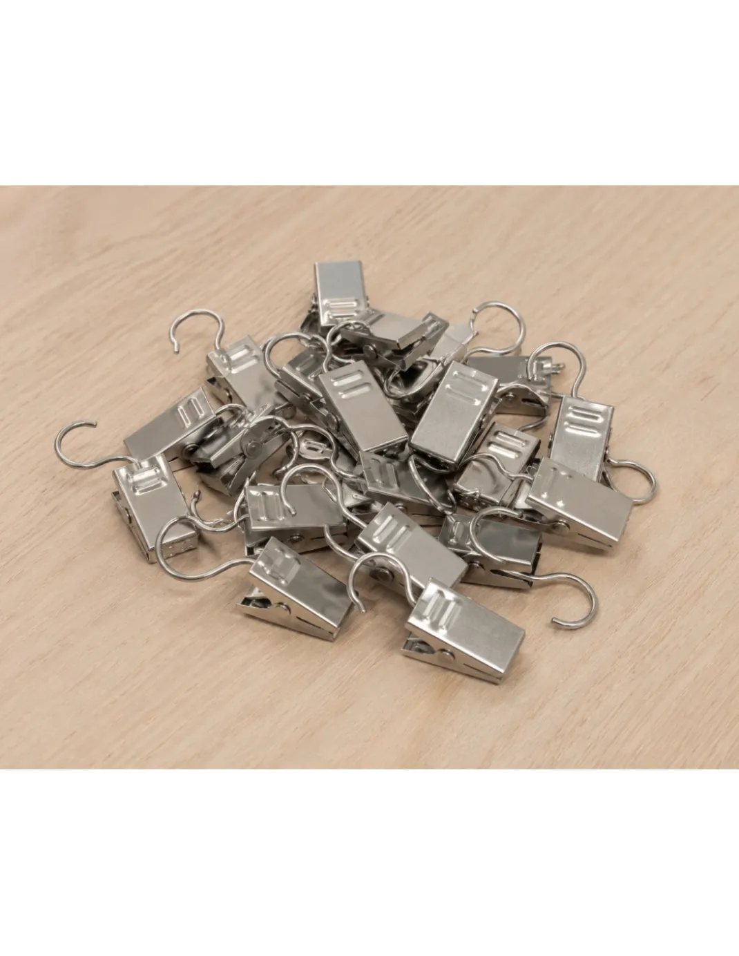 Set 20 Clip Gustavo in Acciaio Inox per Tende, Mollette con Gancio a S Reggitenda