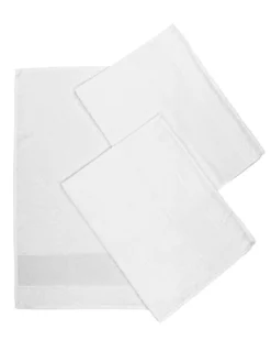 SET di 3 ASCIUGAMANI ASILO in TINTA Unita TUTTO Bianco con tela AIDA per ricamare